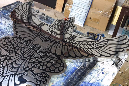 ผลงานป้ายสแตนเลสกัดกรด